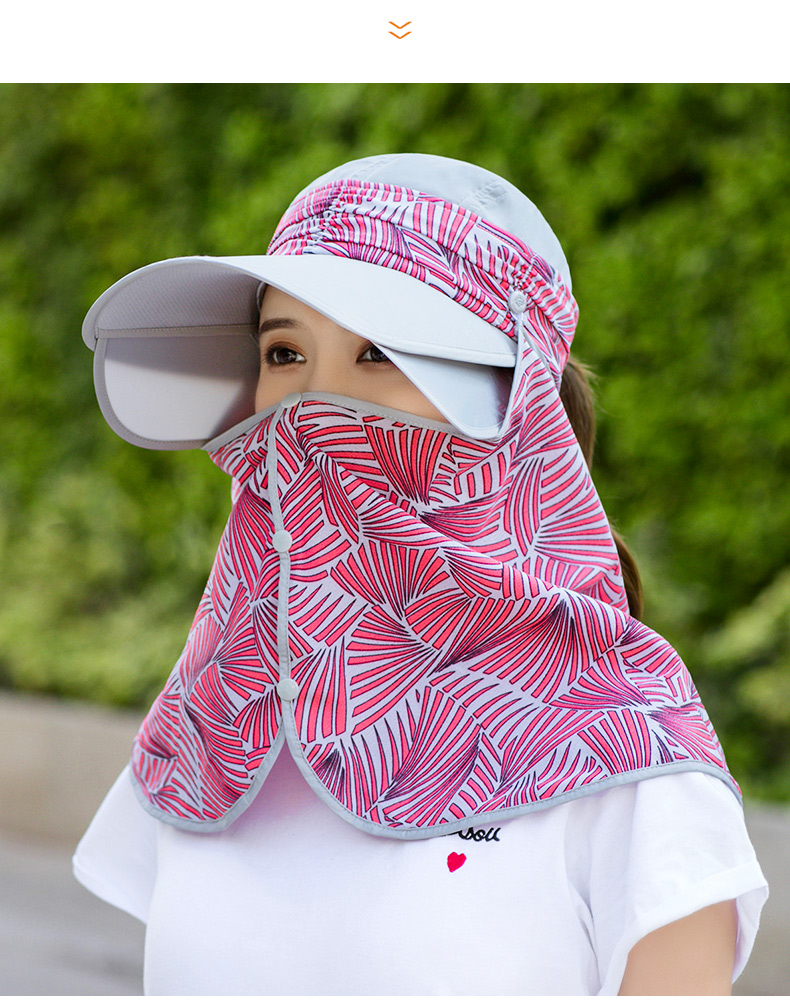 防晒帽子女户外骑车夏季遮阳帽遮脸护颈太阳帽带面帘出游沙滩旅游可