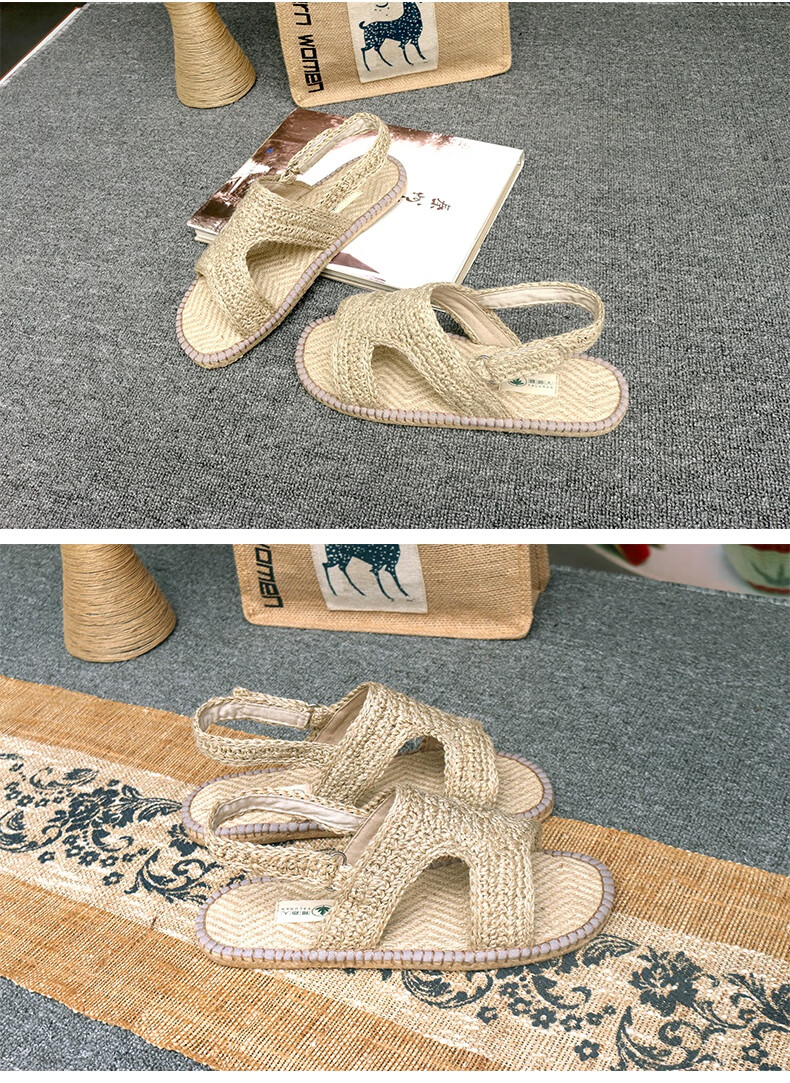 草鞋纯手工甘谷麻鞋汗脚凉鞋透气天水编织草编鞋夏季男女复古亚麻休闲