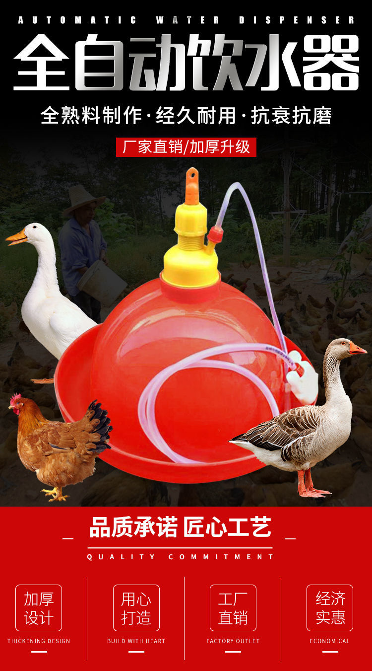 鸡用自动饮水器普拉松鸭鹅喂水器小鸡加水壶养鸡养殖设备鸡用品 顾致