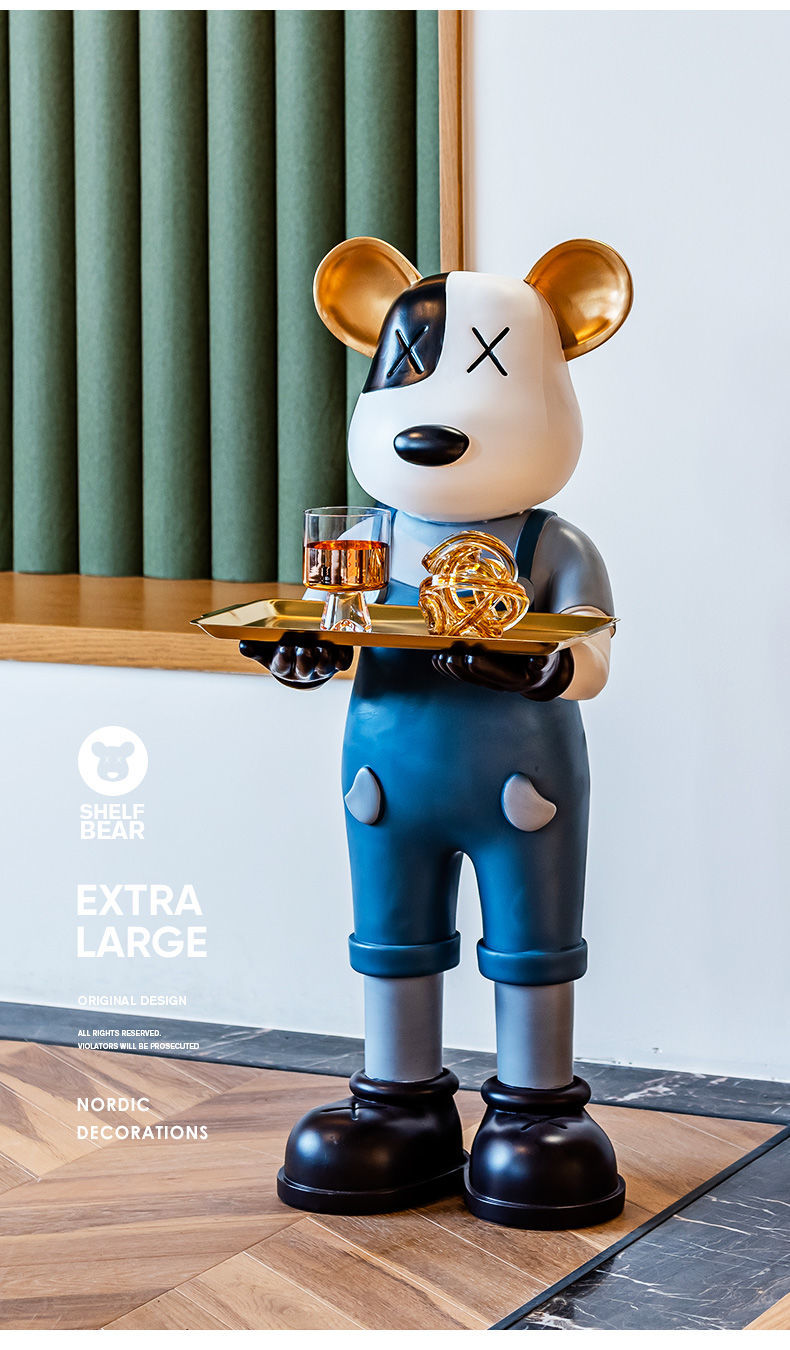 特大号卡通暴力熊托盘摆件大型落地客厅网红轻奢电视柜旁边装饰品