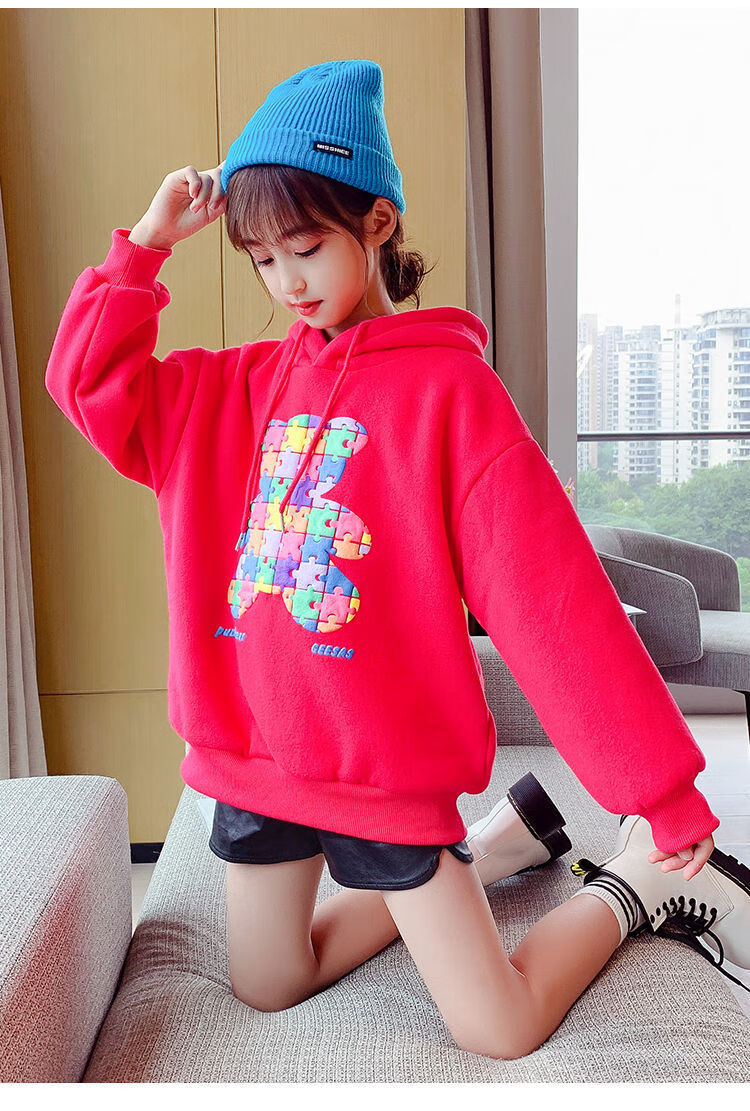 女大童卫衣款女孩1015岁上衣儿童长袖学生外穿连帽打底衫2022款童定制