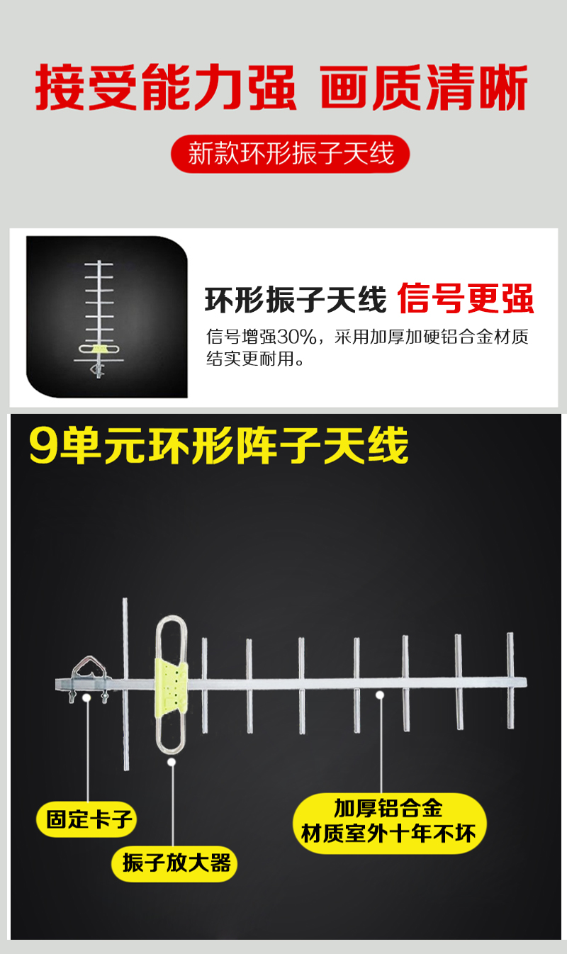 地面波数字电视天线高清接收器天线家用通用农村老式加长八木天线增强