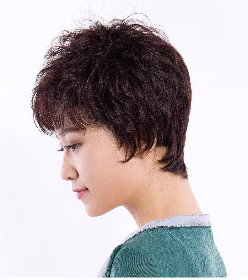 恒发假发女短发假发中老年短假发时尚蓬松自然假发套修脸减龄升级版深