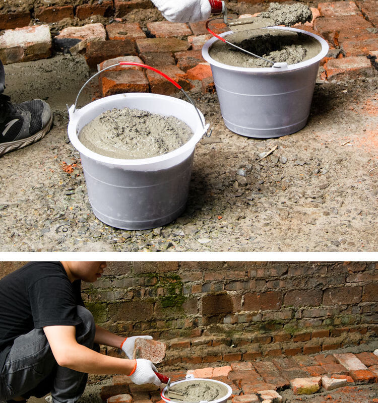 磐阙轻奢工地用水泥灰浆桶家用装修灰桶加厚牛筋桶灰盆水泥盆牛筋农用