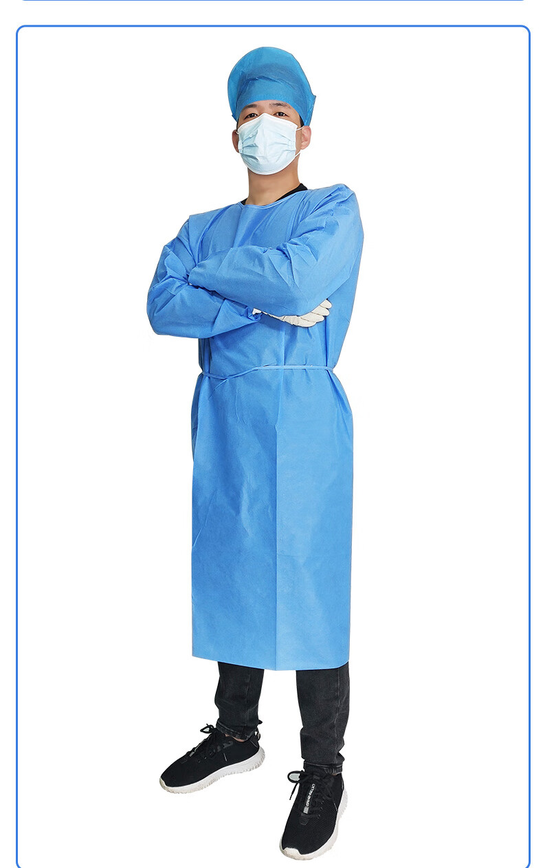 一次性医用隔离衣反穿式加厚手术衣手术服防尘服透气防尘衣蓝色防护服