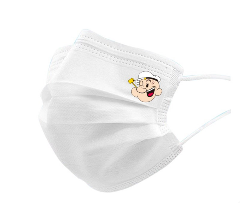 卡通动漫大力h水手时尚一次性口罩彩色成人男女印花图案 大力水手炫彩