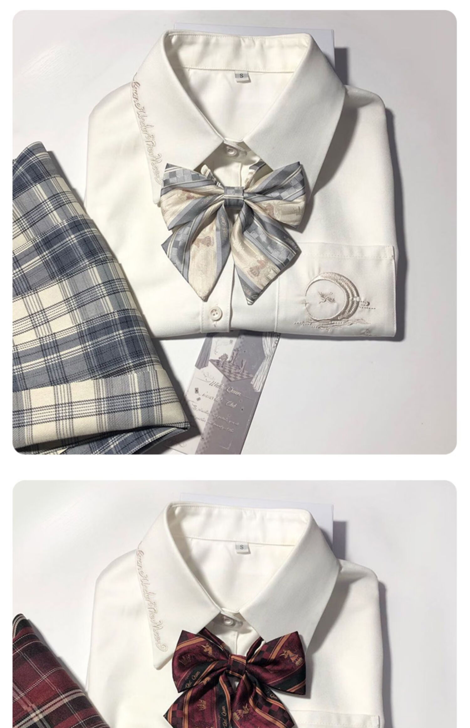 【神仙club】原创jk衬衣 月下鹤精致棉刺绣无袖jk衬衫【5天内发】 奶