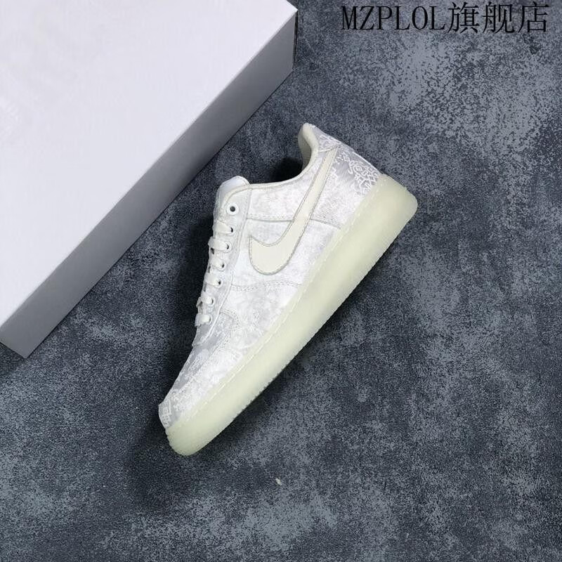 nike耐克男鞋级1空军一号白丝绸陈冠希edc联名款情侣运动鞋ao92ao