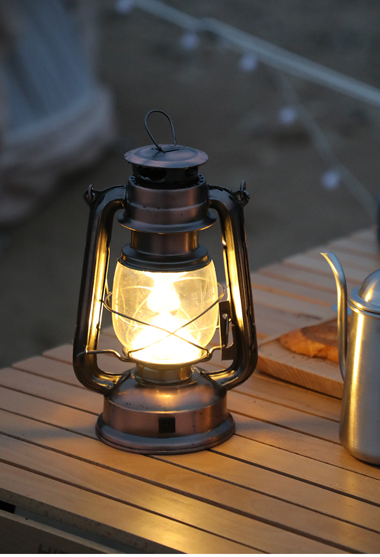 露营灯复古老式手提马灯户外野营led营地灯照明帐篷灯黑色草帽灯加