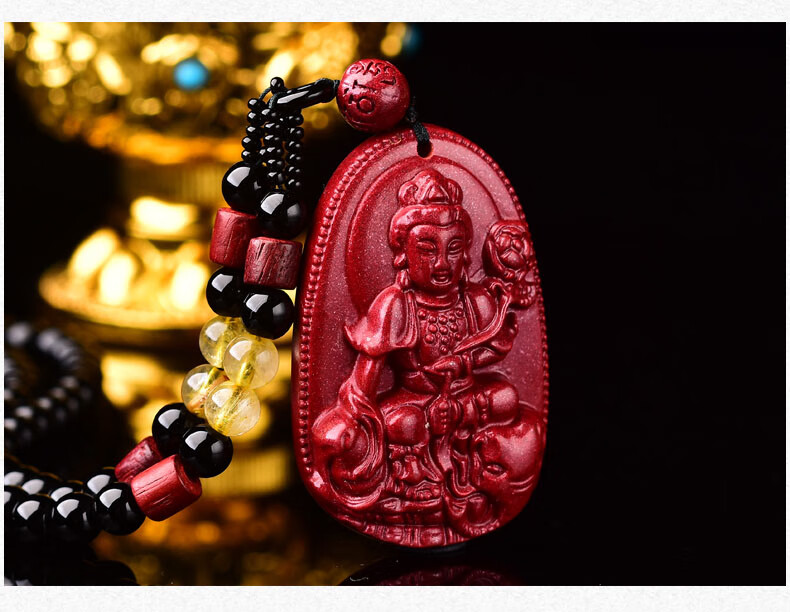 朱砂属龙属蛇守护神普贤菩萨佛像本命佛生肖普贤普萨吊坠 小号