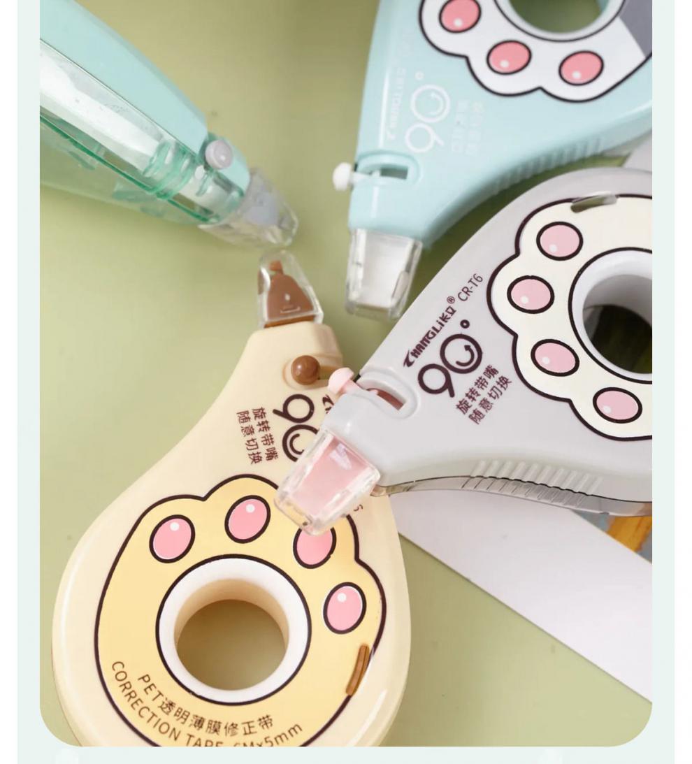 婕染jieran长立猫爪修正带90度旋转切换涂改带可爱创意迷你改正带文具