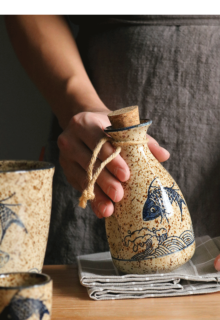 橙沐東日式陶瓷清酒酒具白酒杯復古小酒盅燒酒壺酒杯套裝古風分酒器