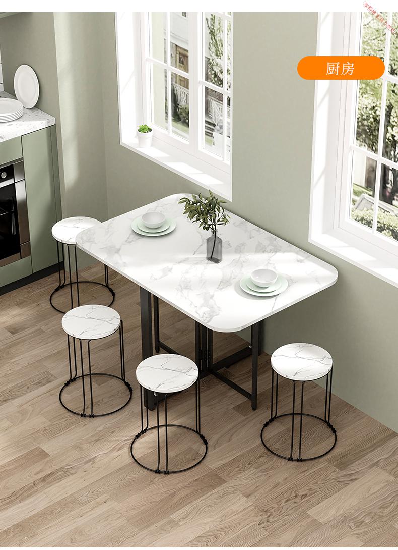 吃饭桌子折叠饭桌家用仿大理石餐桌椅组合简易歺桌厨房折叠单桌12米