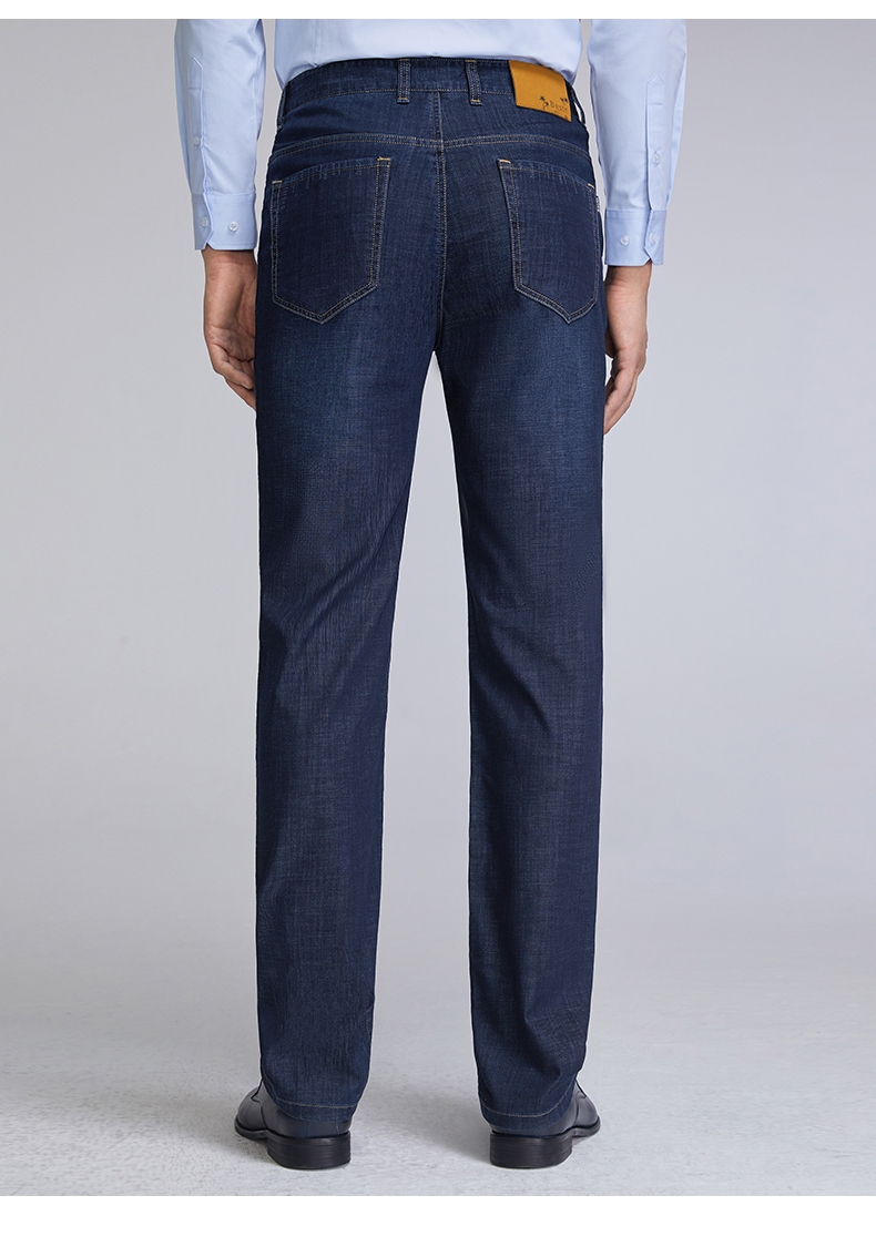 百斯盾男装宽松牛仔裤2022春夏新款垂感直筒版型弹力牛仔男裤深蓝30