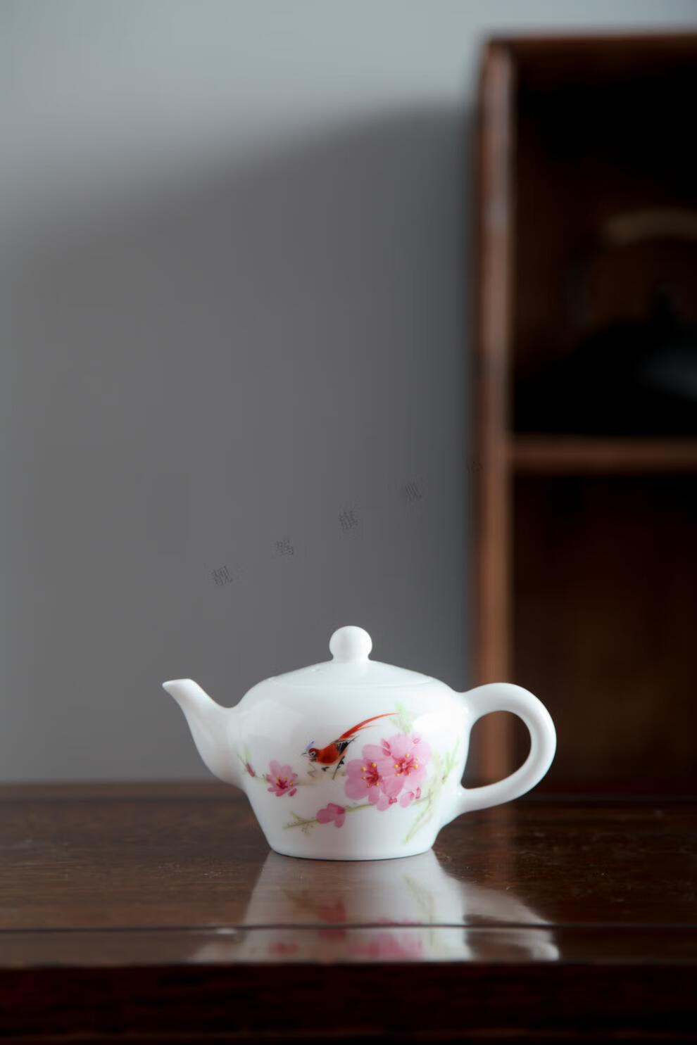 毛瓷茶具景德镇瓷器7501系列水点桃花国辉办公茶杯盖碗红色收藏 茶叶