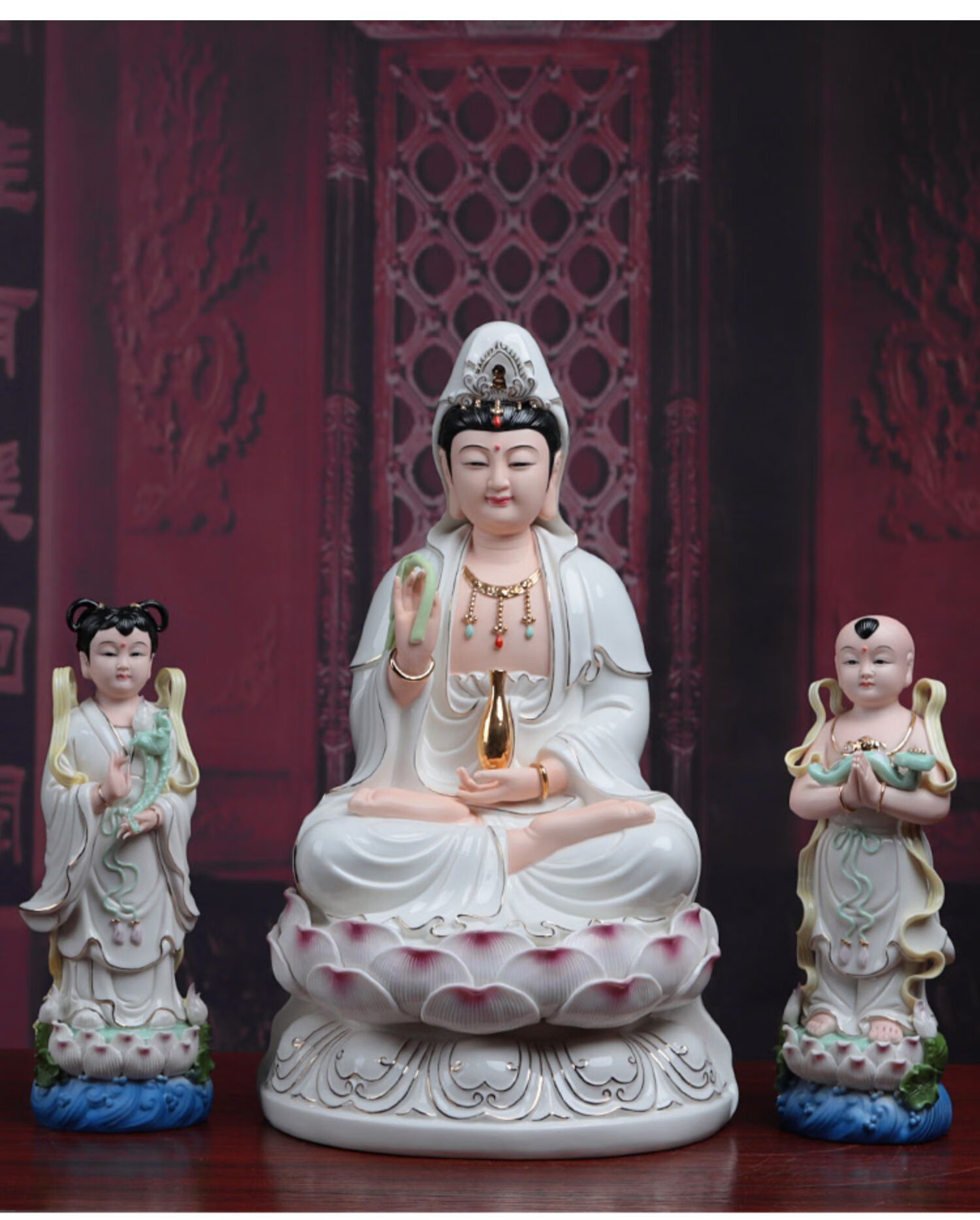 南海观音佛像家里供奉家用玉观音神像观世音菩萨像保平安陶瓷摆件 12