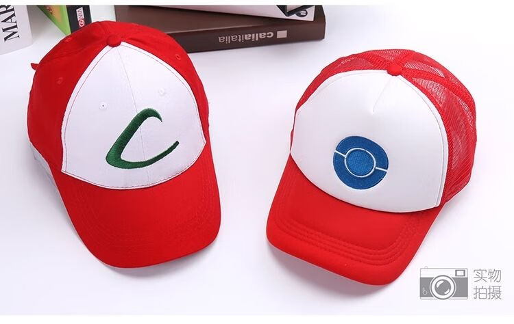 神奇宝贝小智帽子小精灵棒球帽神奇遮阳帽子动漫cosplay防晒帽蓝色圆