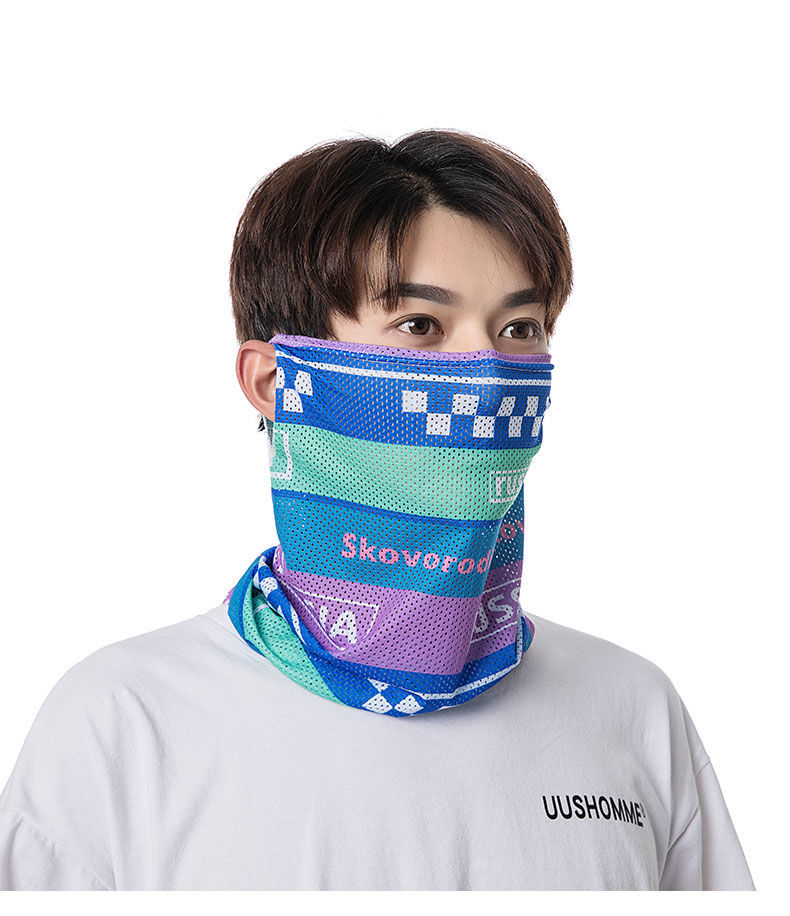 栀束新品脖套男薄款冰丝面罩骑行防晒面巾男士户外钓鱼脸罩遮脸面纱