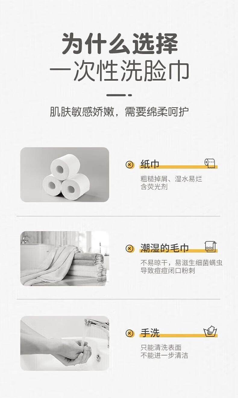 韩婵美妆工具 洗脸巾一次性纯棉珍珠纹抽取式棉 洗脸巾40抽 3包