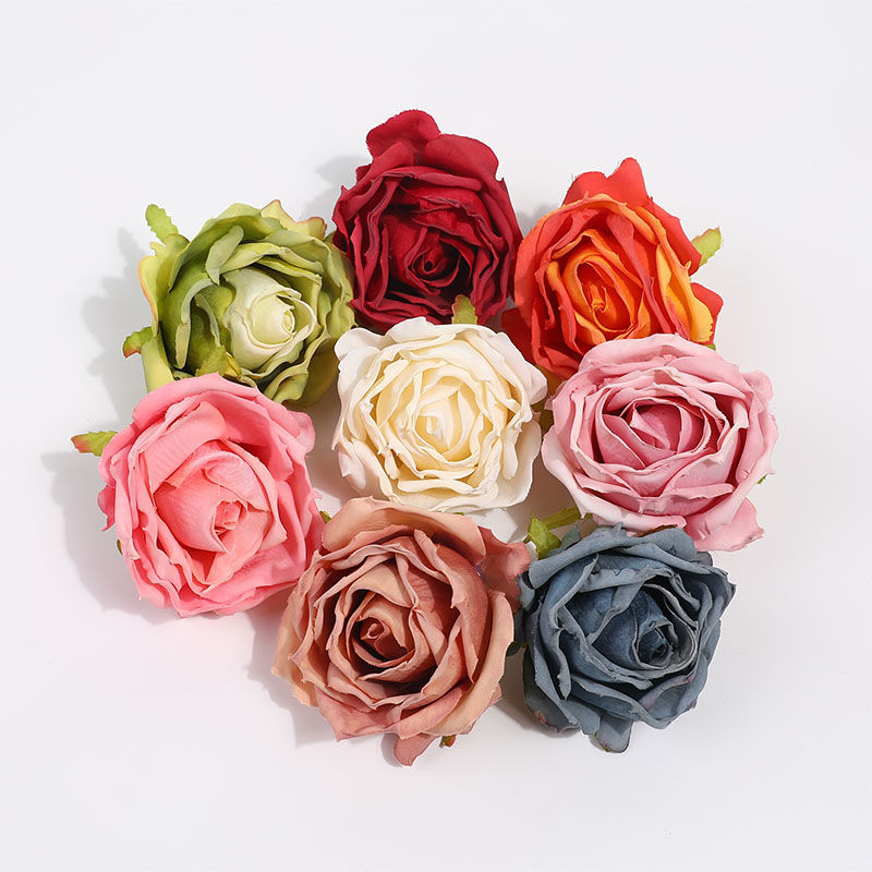 精选绿植网红法式风仿真花玫瑰花头批发假花diy闺蜜拍照卧室摆设花头