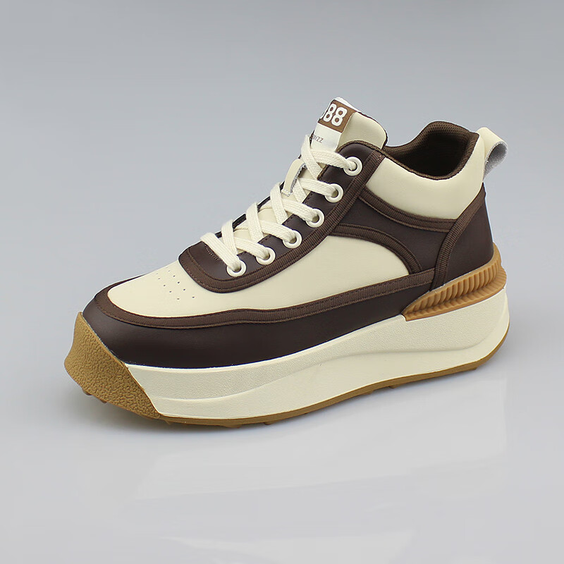 轩美诗女鞋 旗舰版2022秋冬新款拼色厚底增高休闲百搭松糕底高帮鞋女