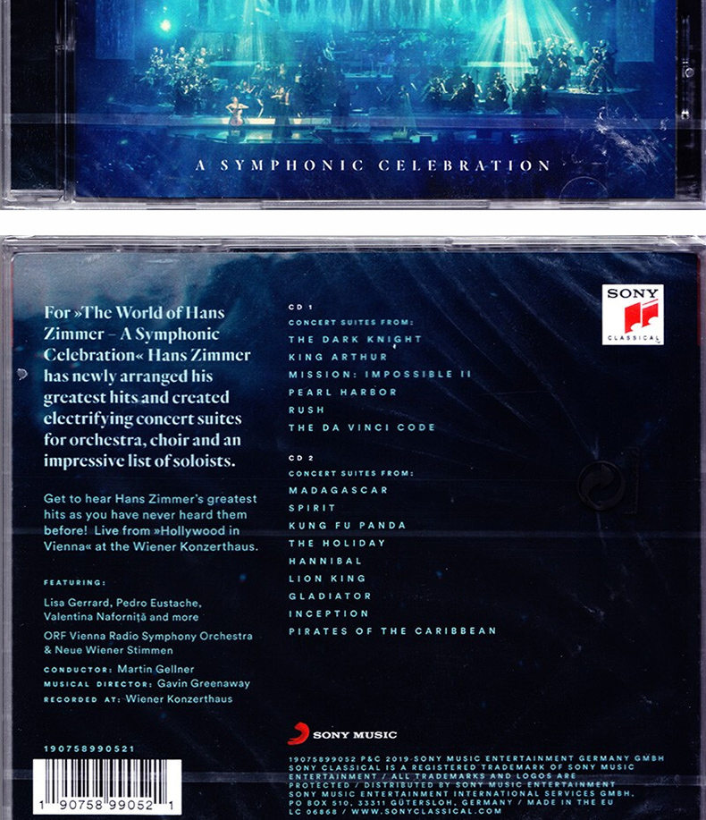 原装正版hanszimmer汉斯季默的音乐世界交响礼赞原装进口cd电影配乐