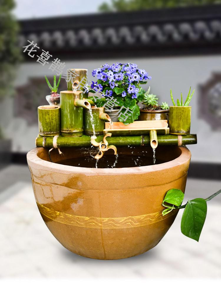 家用土陶老式大水缸陶瓷大号酱缸养鱼腌菜庭院睡莲土瓮荷花缸瓦缸