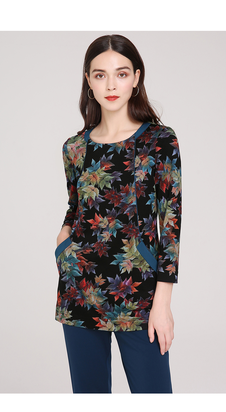老年女装秋装40-50岁中年妈妈秋冬t恤上衣服 花色 m【图片 价格 品牌
