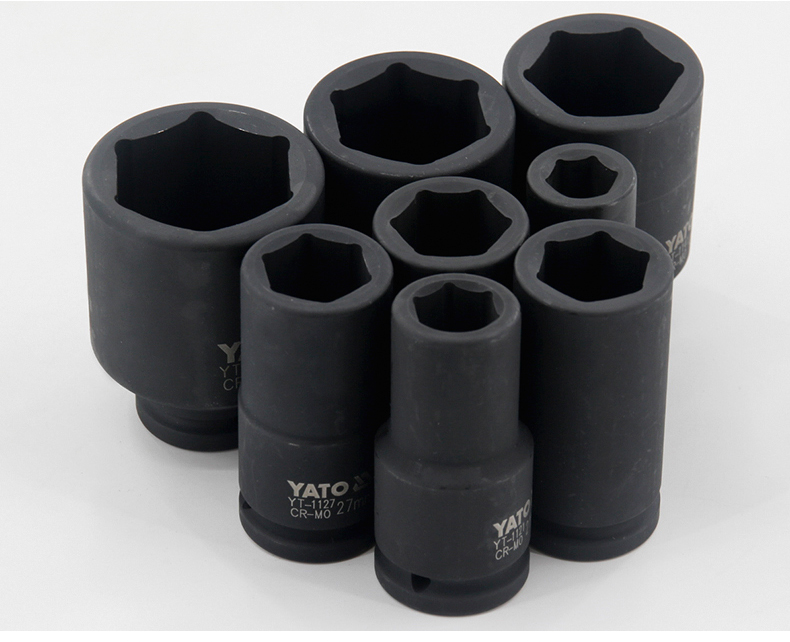 yato风炮长套筒头3/4气电风动扳手六角风批加强重型轮胎套头18-50