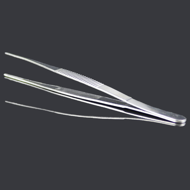 长镊子圆头带齿加厚圆头有齿水草多肉辅料镊直头弯头18cm