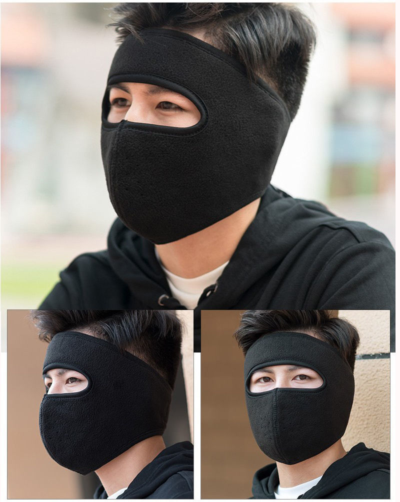 秋冬季加厚防寒保暖透气骑行防风尘蒙面全包口罩常规款黑色护脖款黑色