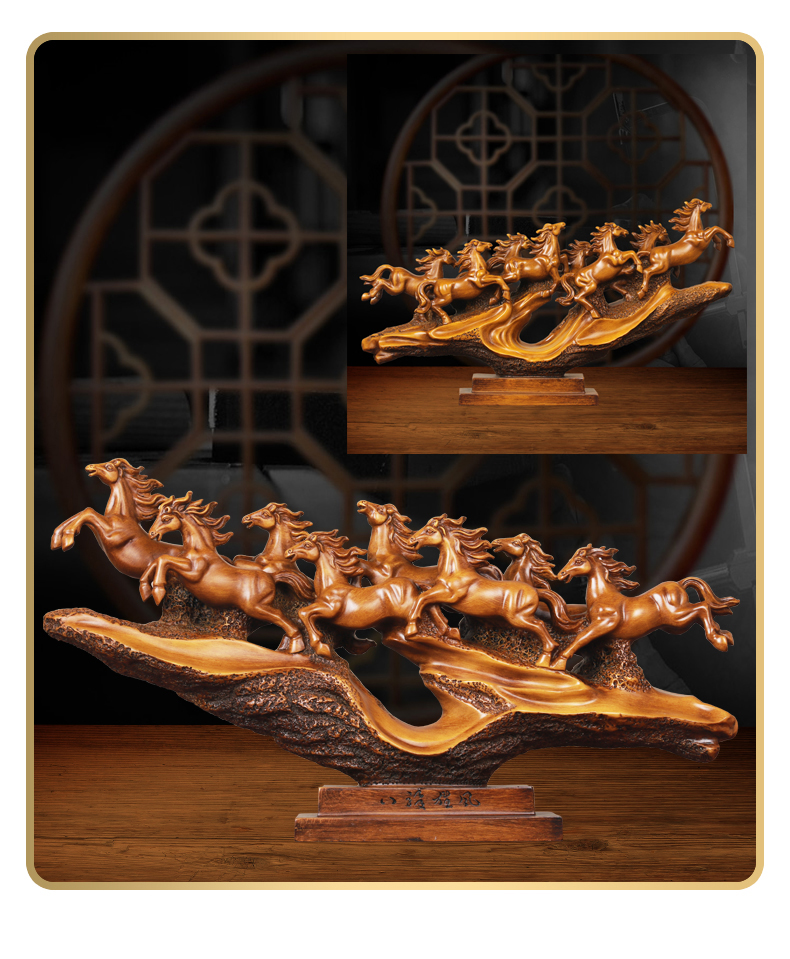 罗萨公爵八骏马八骏马办公室摆件工艺品大号马到成功家居客厅酒柜电视