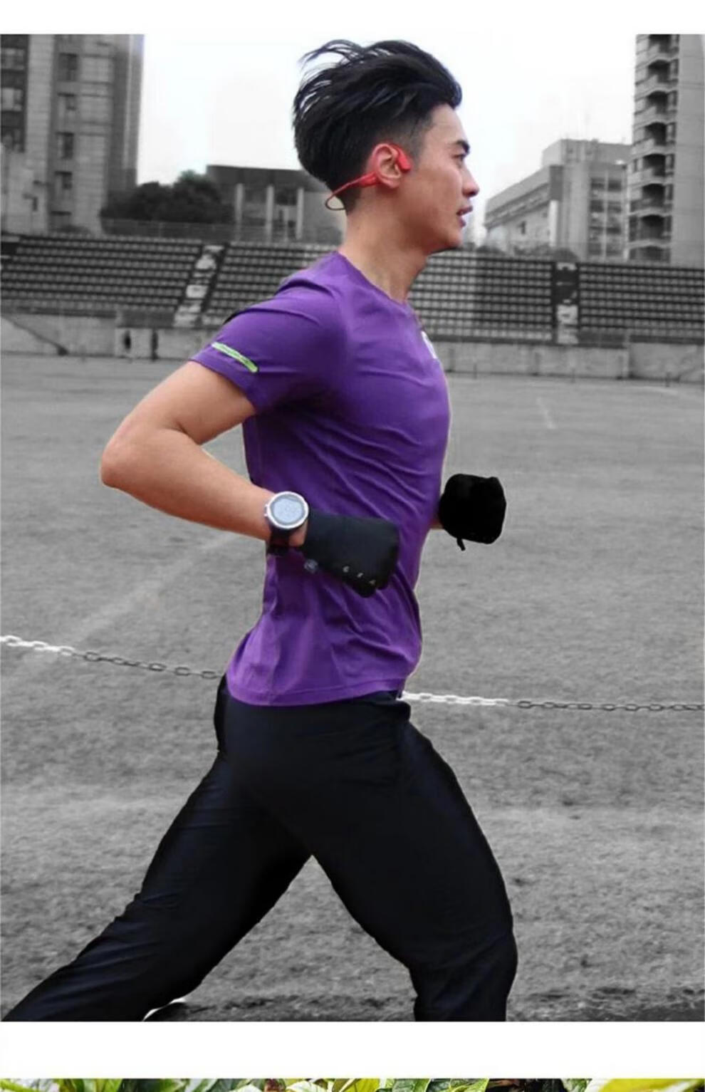 轻功体育qinkung定格圆领跑步短袖t恤轻薄透气速干衣马拉松上衣 绛紫