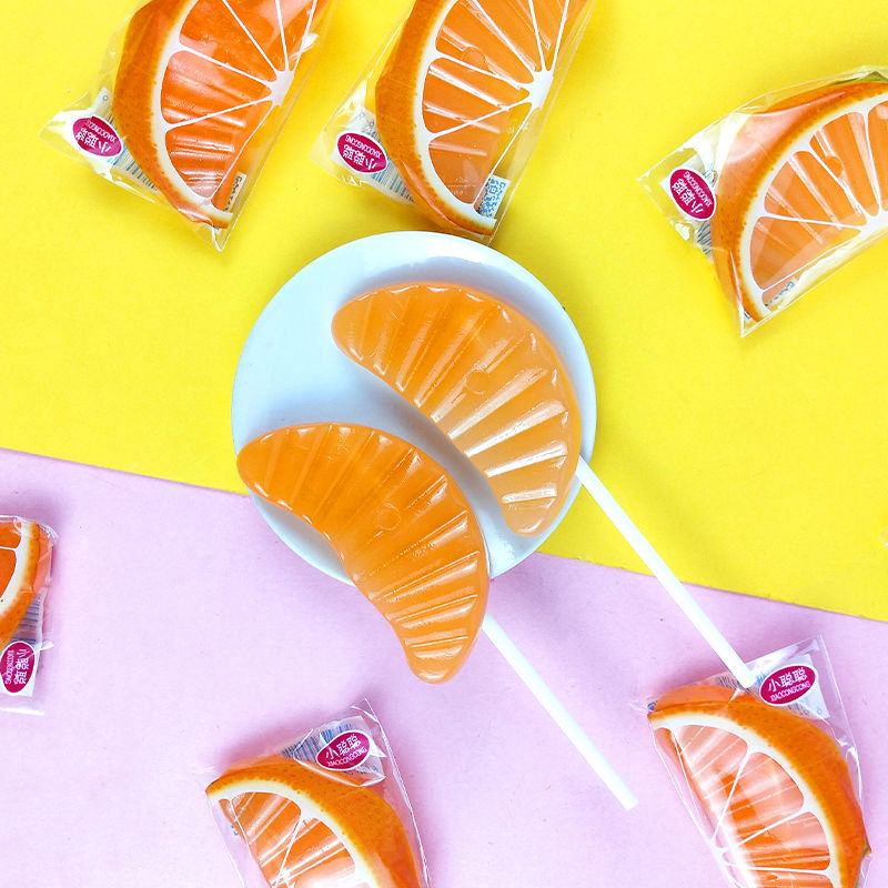 水果味西瓜橘子玉米棒棒糖5100支网红高颜值卡通可爱批发橘子棒棒糖10