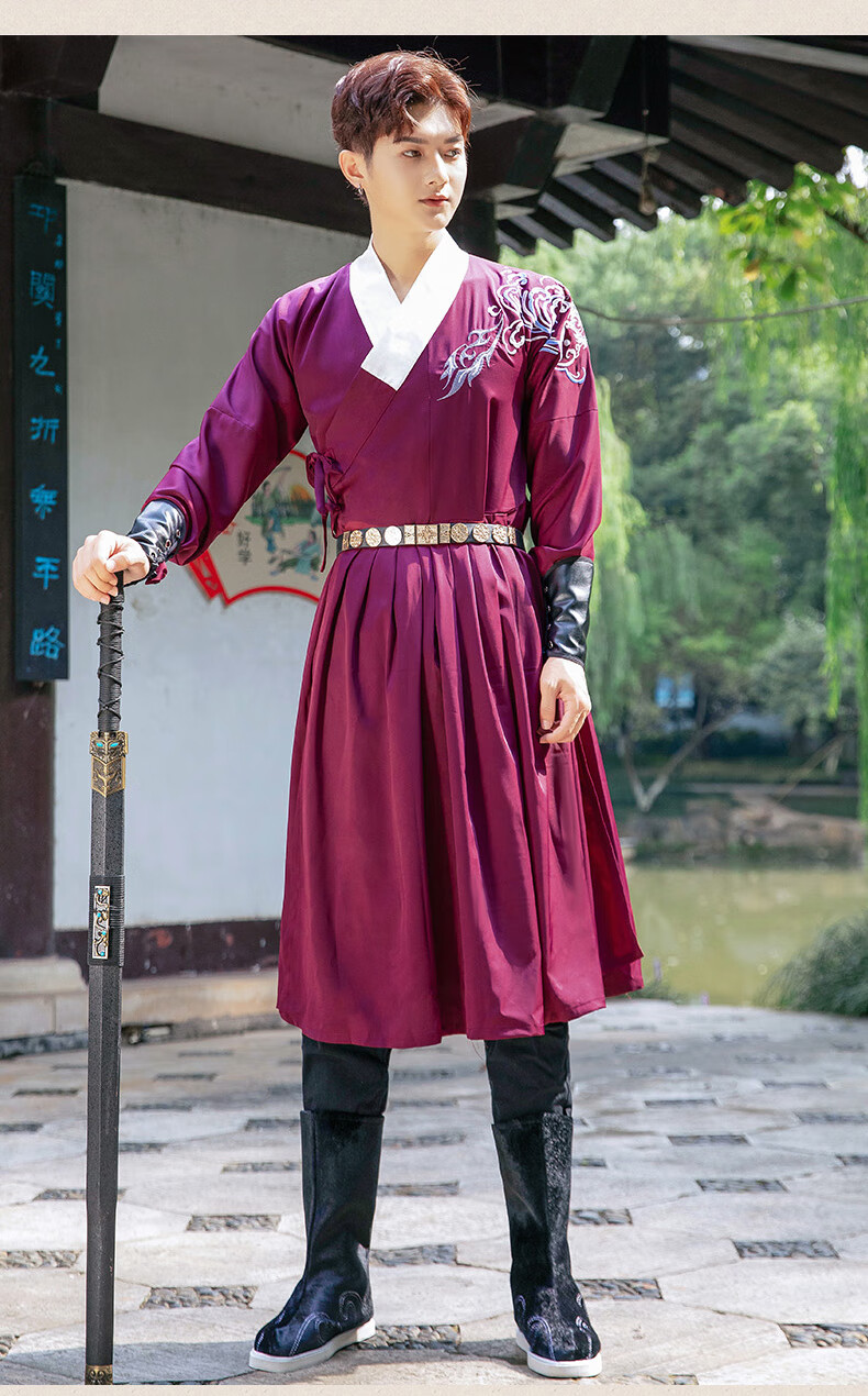 汉唐衣锦原创正版汉服圆领袍男武侠风古装锦衣卫中国风男装演出服蓝色