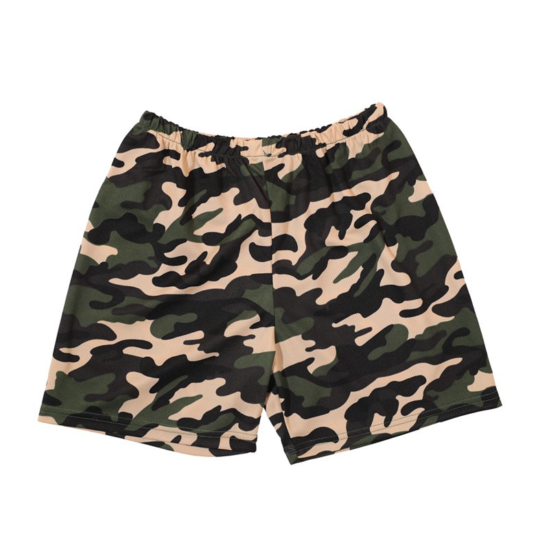 夏令营夏季套装迷彩中小学生幼儿园军训服短演出服装 海洋兰(短短裤)