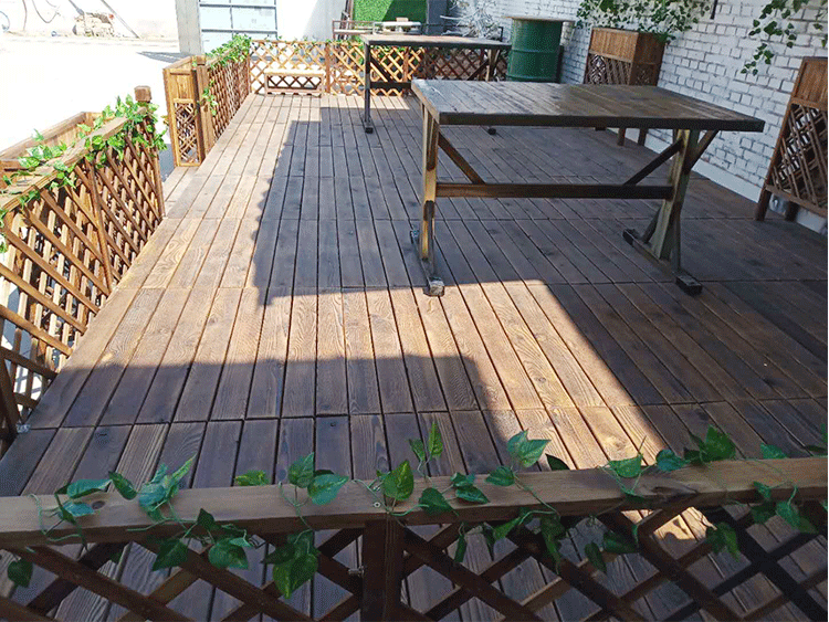 花园庭院露台室外木板户外碳化实木地板阳台休闲防水防腐木平台长100