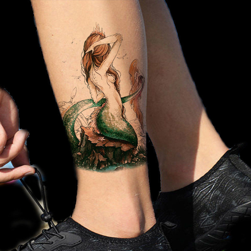 琴怡花臂纹身贴美人鱼性感刺青逼真纹身贴男女防水可卸好贴一张网红