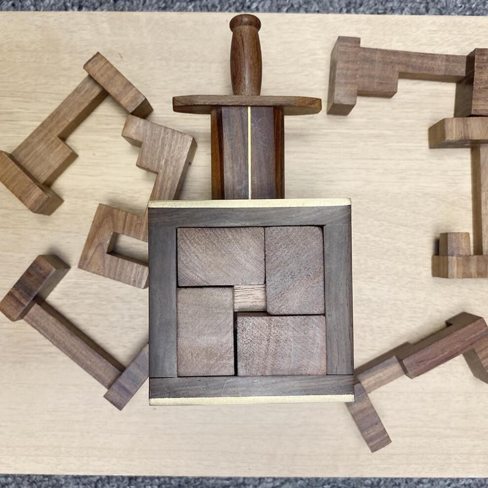 puzzle解密盒圣剑puzzle木质十级难度高智商烧脑解密盒拼图鲁班锁玩具