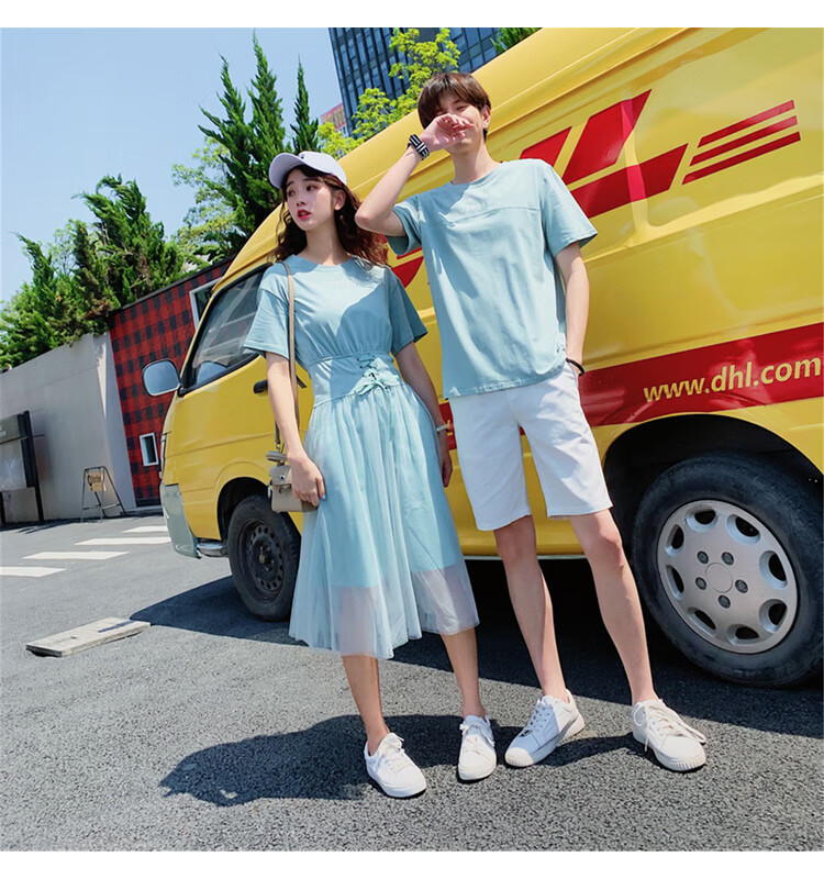 情侣装夏天套装裙子时尚夏季小众设计你衣我裙韩范气质网纱女连衣裙