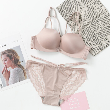 美背内衣交叉带大码前扣文胸罩聚拢小胸性感交叉衣服用品女装 黑色厚