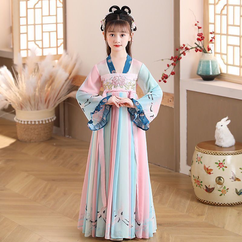 喵驼儿童汉服女童古装汉服春夏中国风3815岁儿童古装汉