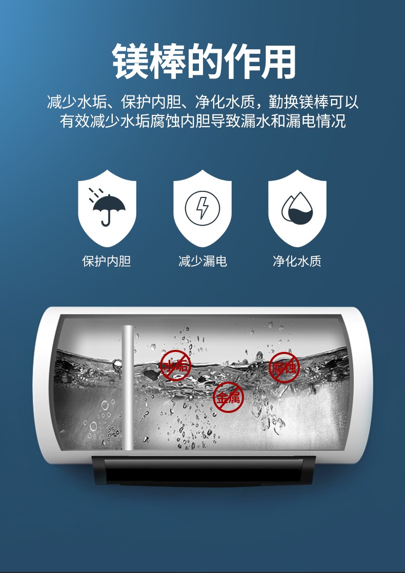 博莱克电热水器镁棒家用热水器镁棒60升通用排污水垢除垢阳极棒配件六