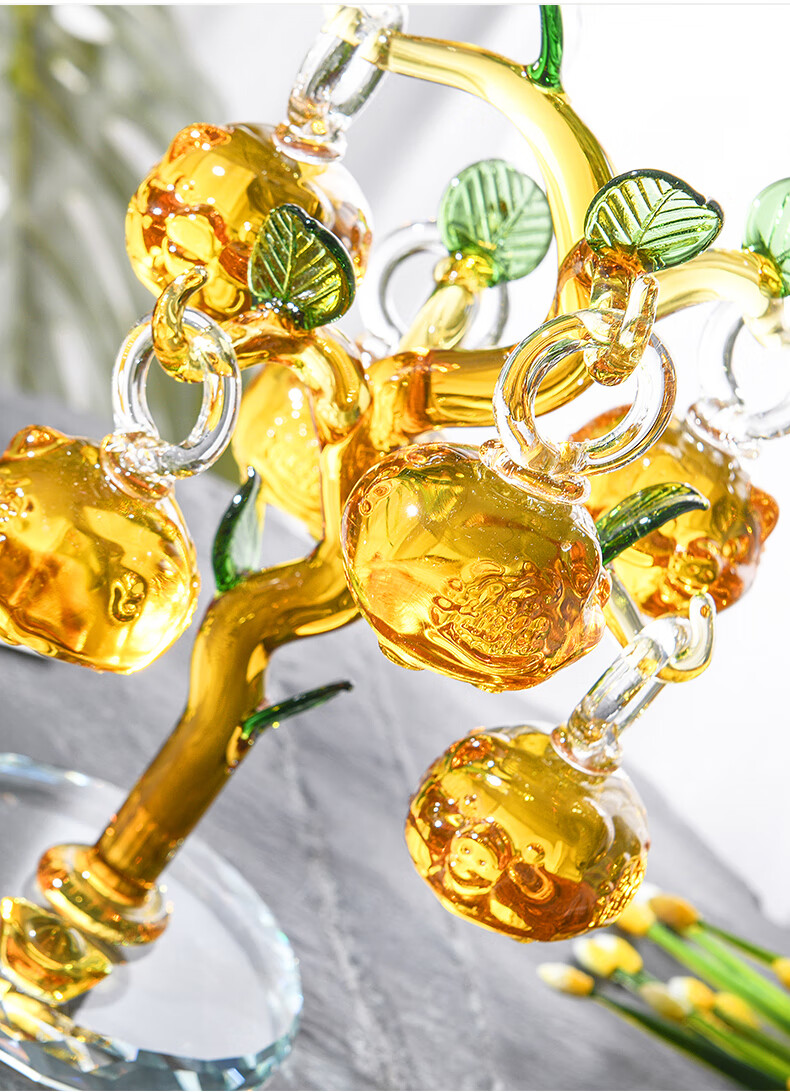 黄水晶元宝招财摇钱苹果菠萝树金鼠金猪客厅玄关风水摆件装饰品 6挂