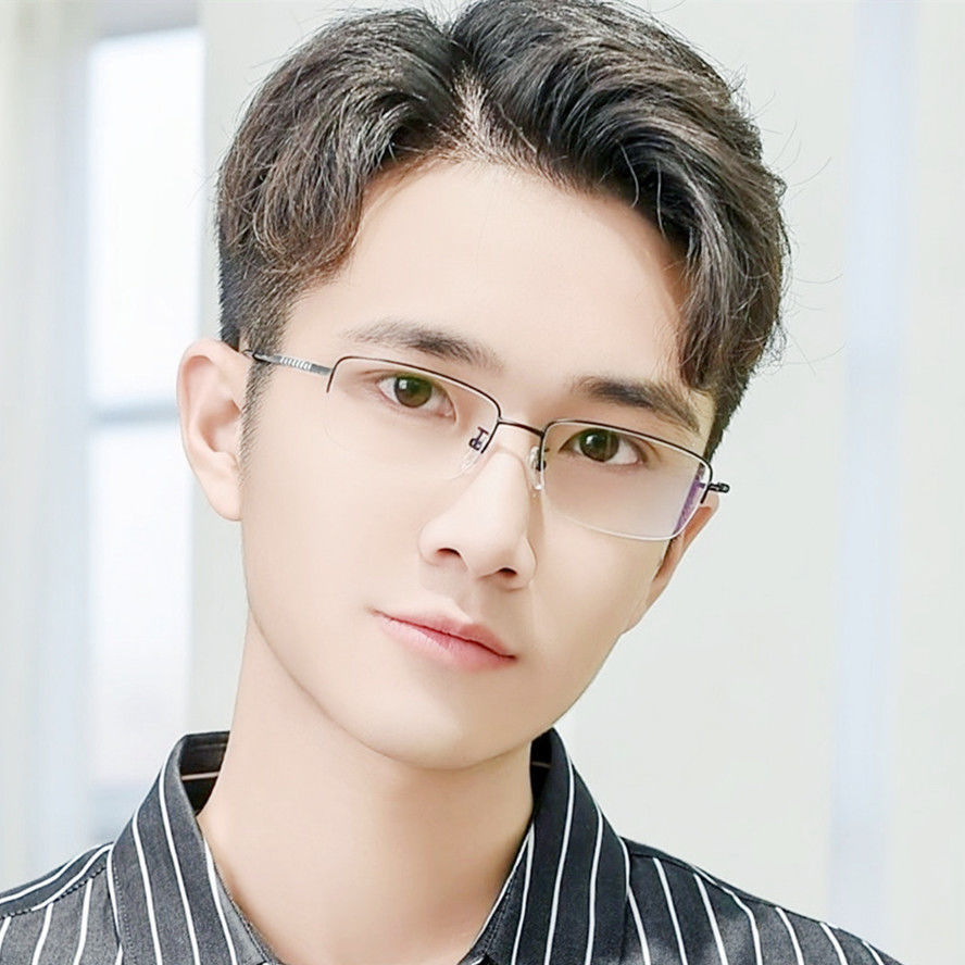 芭雅莲平镜男商务变色半框眼镜男女有度数眼镜配镜无度数防蓝光金色框