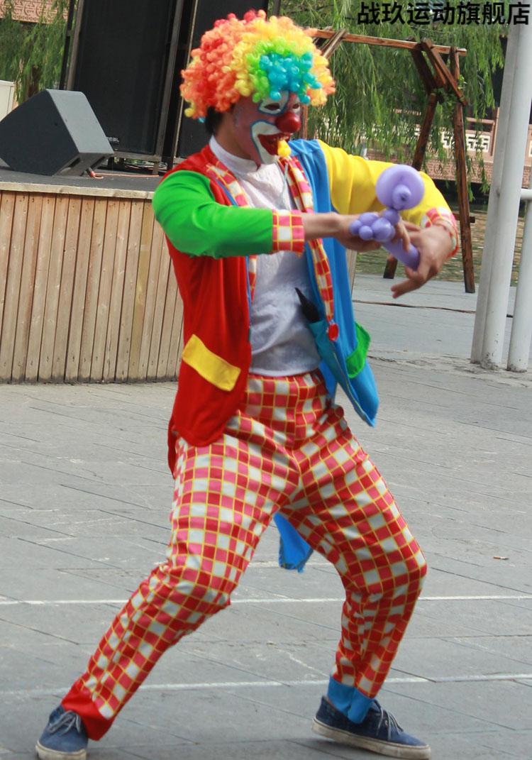 战玖特价捡漏cosplay小丑演出衣服燕尾小丑服小丑套装成人男格子小丑
