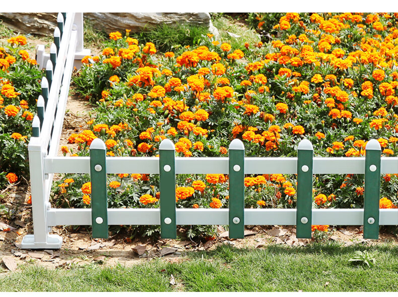 草坪护栏栅栏围栏户外花园围栏庭院栅栏绿化栏杆塑钢pvc护栏围栏 绿色