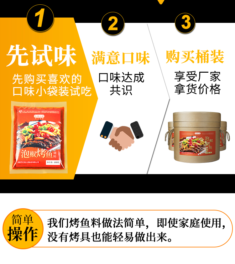 泡椒烤鱼料商用配方烤鱼酱料正宗重庆万州烤鱼调料家用底料包 蒜香味