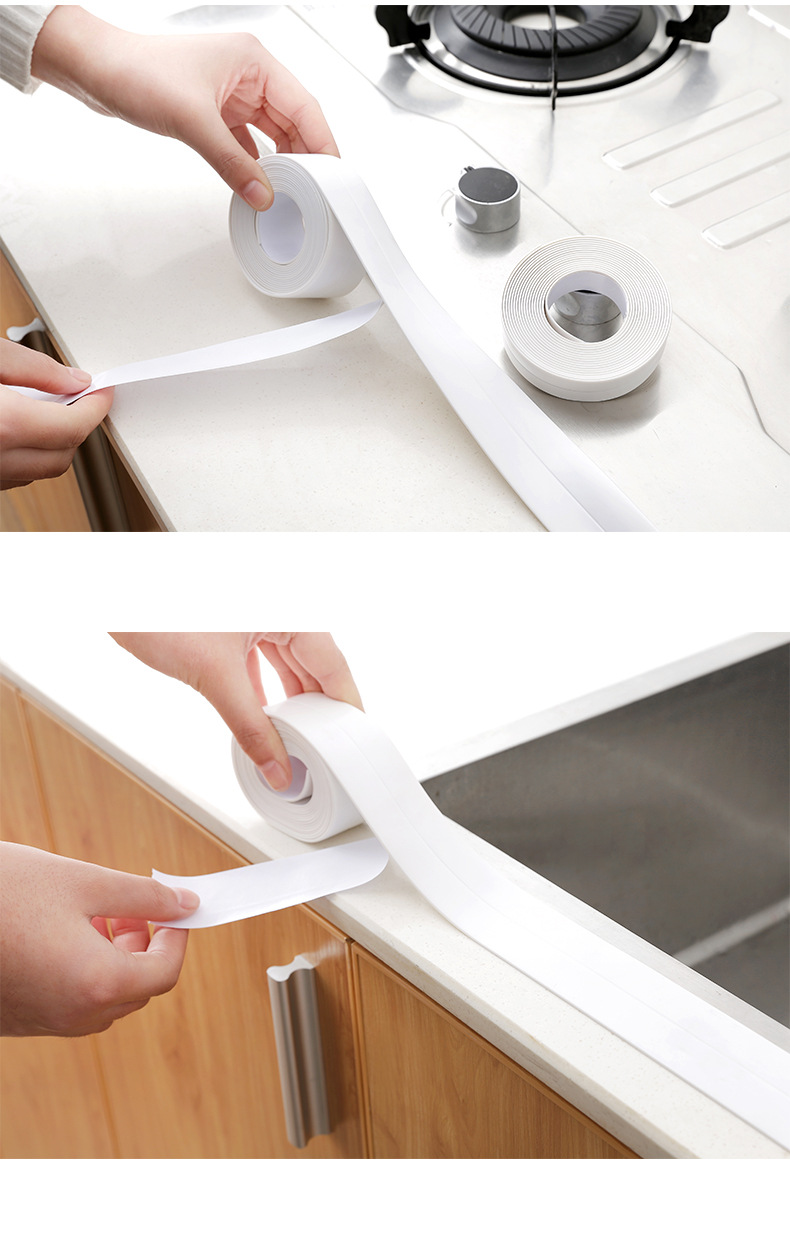 厨房水槽水池水贴纸卫生间浴室潮霉台面挡水条自粘美缝贴条灰色22mm