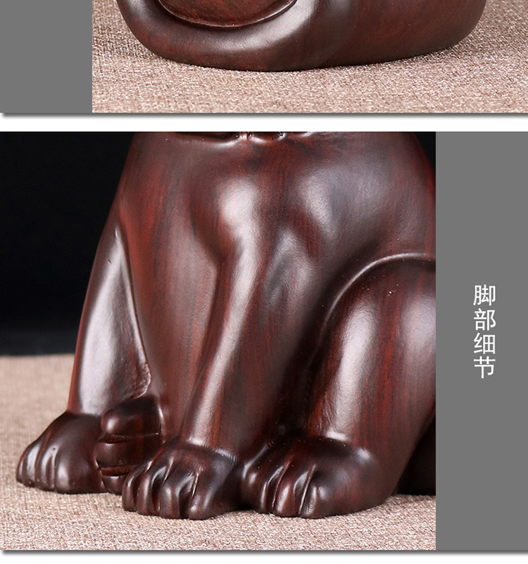 卡洛乐花梨木狗摆件一对红木雕刻家居饰品客厅旺财木雕木头实木生日